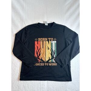 Realtree Born To Hunt Forced To Work Black Long Sleeve Shirt Men's XL *‎